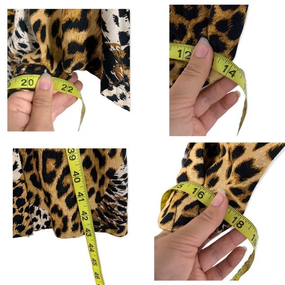 Vintage 80s Scarlett Animal Print Short Sleeve Button Up Dress Medium - Picture 10 of 15